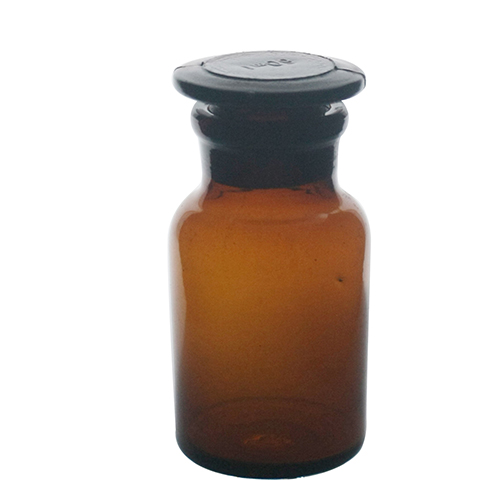 ขวดเก็บสารปากกว้าง สีชา จุกแก้ว (Reagent Bottle Wide Neck,Amber)