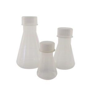 ขวดรูปชมพู่พลาสติกมีฝาปิด (Erlenmeyer Flask with Screw Cap : PP)